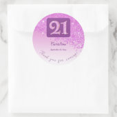 Falling Pink Glitter, 21ste verjaardag Bedankt Ronde Sticker (Tas)