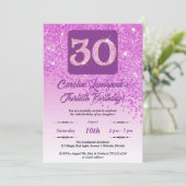 Falling Pink Glitter 30e verjaardagsfeestje Kaart (Staand voorkant)