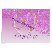  Falling Pink Glitter 60e verjaardag Groot Cadeauzakje (Voorkant)
