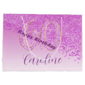  Falling Pink Glitter 60e verjaardag Groot Cadeauzakje (Achterkant)