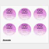 Falling Pink Glitter, 60ste verjaardag Bedankt Ronde Sticker (Vel)