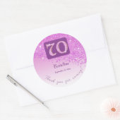 Falling Pink Glitter, 70ste verjaardag Bedankt Ronde Sticker (Envelop)
