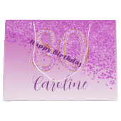  Falling Pink Glitter 80e verjaardag Groot Cadeauzakje (Voorkant)