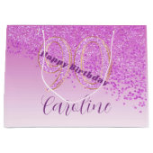  Falling Pink Glitter 90e verjaardag Groot Cadeauzakje (Voorkant)