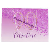  Falling Pink Glitter 90e verjaardag Groot Cadeauzakje (Achterkant)