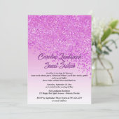 Falling Pink Glitter Sweet Sixteen Kaart (Staand voorkant)