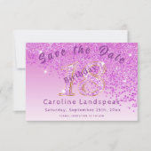 Falling Pink Glitter voor 18e verjaardag Save The Date (Voorkant)
