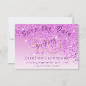 Falling Pink Glitter voor 20e verjaardag Save The Date (Voorkant)