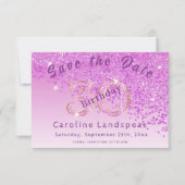 Falling Pink Glitter voor 30e verjaardag Save The Date (Voorkant)
