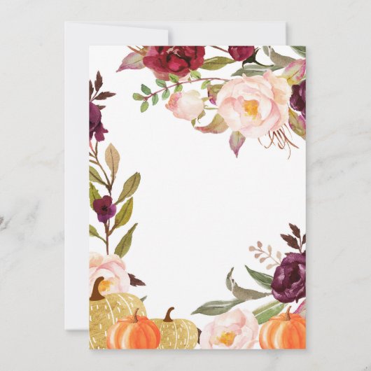 Falling Pumpkin Rehearsal Dinner Invite Kaart (Achterkant)