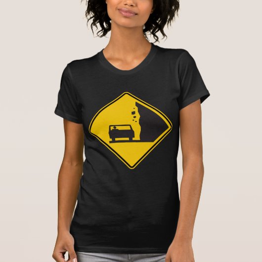 Falling Rock Zone Highway Sign T-shirt (Voorkant)