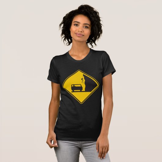 Falling Rock Zone Highway Sign T-shirt (Voorkant volledig)