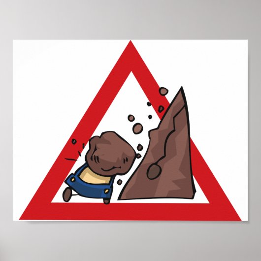 Falling Rocks Road Sign Poster (Voorkant)
