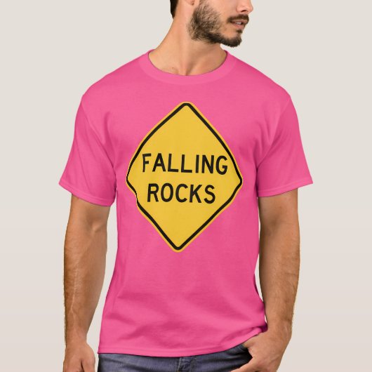 Falling Rocks Road Sign T-shirt (Voorkant)