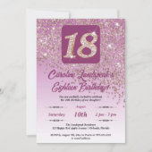 Falling Roos Gold Glitter 18e verjaardagsfeestje Kaart (Voorkant)