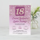 Falling Roos Gold Glitter 18e verjaardagsfeestje Kaart (Staand voorkant)