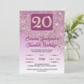Falling Roos Gold Glitter 20e verjaardagsfeestje Kaart (Staand voorkant)