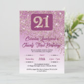 Falling Roos Gold Glitter 21e verjaardagsfeestje Kaart (Staand voorkant)