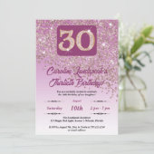 Falling Roos Gold Glitter 30e verjaardagsfeestje Kaart (Staand voorkant)