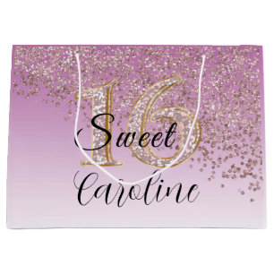 Falling Roos Gold Glitter Sweet 16 Birthday Groot Cadeauzakje