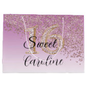 Falling Roos Gold Glitter Sweet 16 Birthday Groot Cadeauzakje (Achterkant)