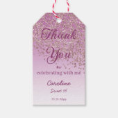 Falling Roos Gold Glitter Sweet 16 Persoonlijk Cadeaulabel (Voorkant)