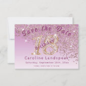 Falling Roos Gold Glitter voor 18e verjaardag Save The Date (Voorkant)