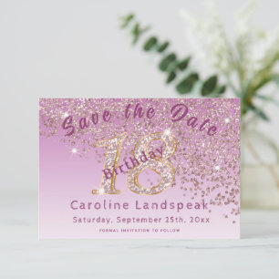 Falling Roos Gold Glitter voor 18e verjaardag Save The Date