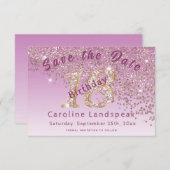 Falling Roos Gold Glitter voor 18e verjaardag Save The Date (Voorkant / Achterkant)