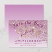 Falling Roos Gold Glitter voor 20e verjaardag Save The Date (Voorkant / Achterkant)