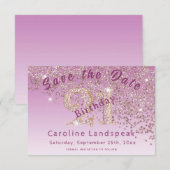 Falling Roos Gold Glitter voor 21e verjaardag Save The Date (Voorkant / Achterkant)