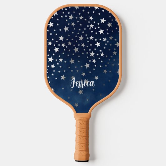 Falling Silver Stars Celestial Custom Pickleball Paddle (Achterkant)