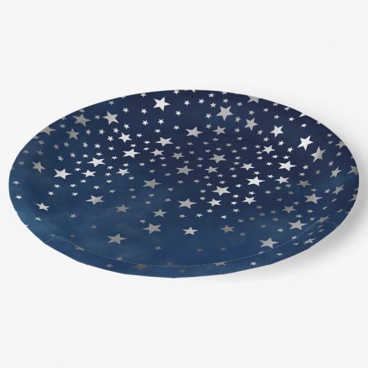 Falling Silver Stars Celestial Papieren Bordje (Gekanteld)