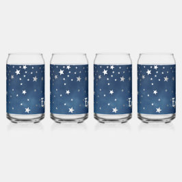 Falling Silver Stars Celestial Personalized Blikvorm Glas