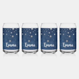 Falling Silver Stars Celestial Personalized Blikvorm Glas