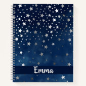 Falling Silver Stars Celestial Personalized Bullet Notitieboek (Voorkant)