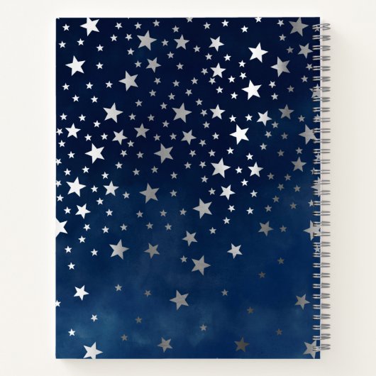 Falling Silver Stars Celestial Personalized Bullet Notitieboek (Achterkant)