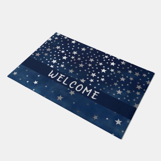 Falling Silver Stars Celestial Personalized Deurmat (Schuin)