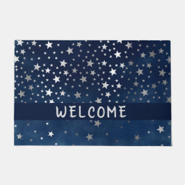 Falling Silver Stars Celestial Personalized Deurmat
