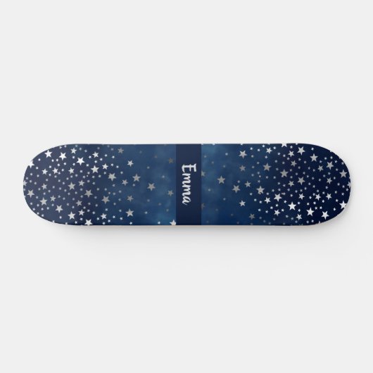 Falling Silver Stars Celestial Personalized Persoonlijk Skateboard (Horizontaal)