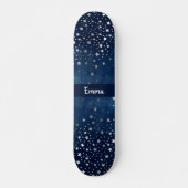 Falling Silver Stars Celestial Personalized Persoonlijk Skateboard (Voorkant)