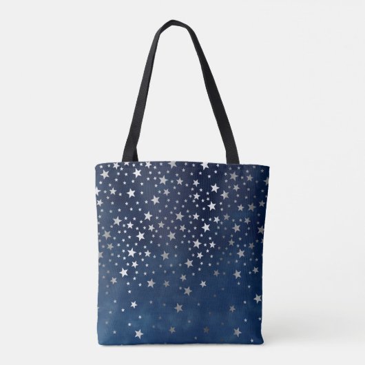 Falling Silver Stars Celestial Tote Bag (Achterkant)