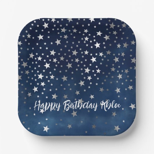 Falling Silver Stars Persoonlijk Papieren Bordje (Voorkant)