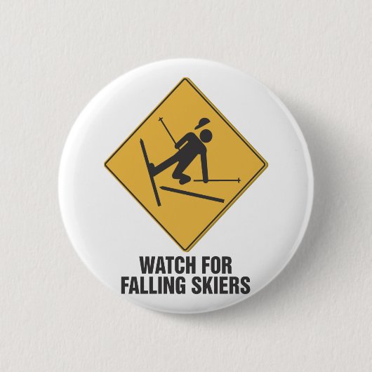 Falling Skiers Ronde Button 5,7 Cm (Voorkant)
