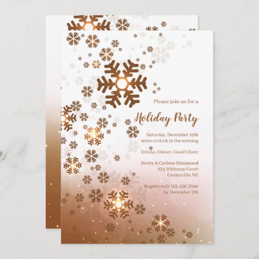 Falling Snow Holiday Party Kaart (Voorkant / Achterkant)