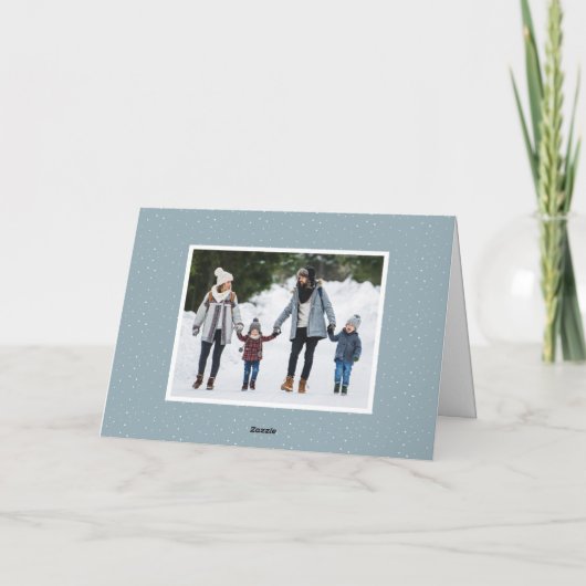 Falling Snow Whimsical 2 Foto Feestdagen Kaart (Achterkant)