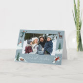 Falling Snow Whimsical 2 Foto Feestdagen Kaart (Voorkant)