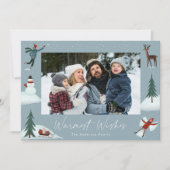 Falling Snow Whimsical Winter Scene Foto Feestdagenkaart (Voorkant)