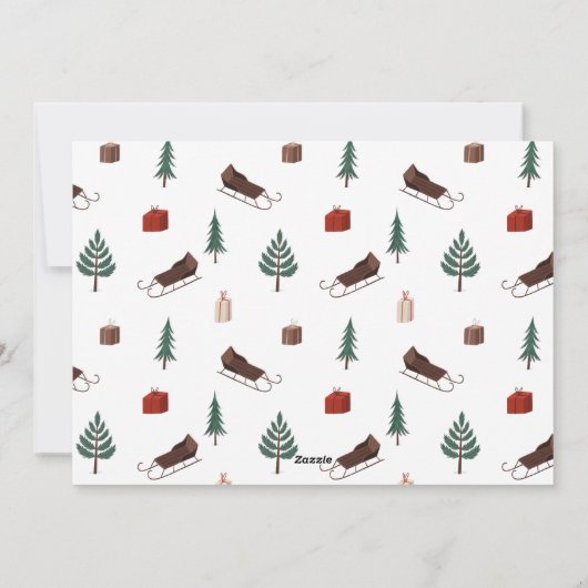 Falling Snow Whimsical Winter Scene Foto Feestdagenkaart (Achterkant)