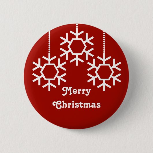 Falling Snowflakes Button, donkerrood Ronde Button 5,7 Cm (Voorkant)